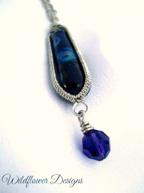 necklace lampwork oblong purple